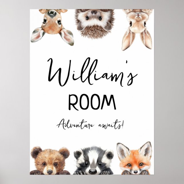 Cute Woodland Animals Baby Nursery Room Poster (Front)
