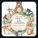 Cute Woodland Animals Baby Shower Bookplate Labels<br><div class="desc">This whimsical design features rustic watercolor botanical greenery and adorable woodland animals</div>