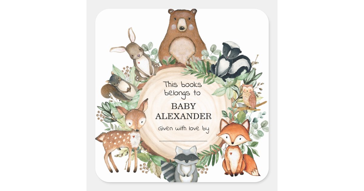 Cute Woodland Animals Baby Shower Bookplate Labels | Zazzle.com.au Cute Woodland Animals Baby Shower Bookplate Labels | Zazzle.com.au