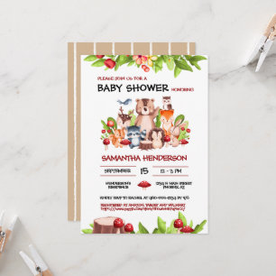Cute Woodland Animals Baby Shower Boy Girl Invitation