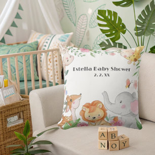 Cute Woodland Animals Baby Shower Cushion