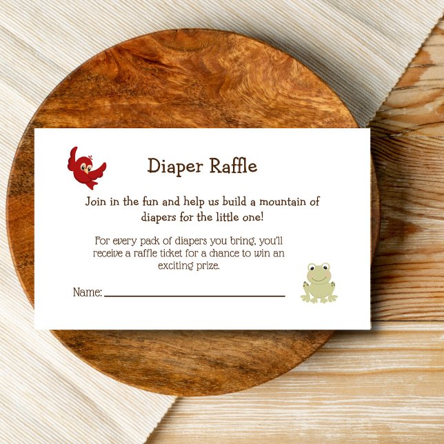 Cute Woodland Animals Baby Shower Diaper Raffle Enclosure Card (Woodland baby shower enclosure card diaper raffle)