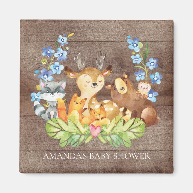 Cute Woodland Animals Baby Shower Favour  Magnet (Front)