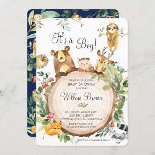 Cute Woodland Animals Baby Shower Gender Neutral Invitation