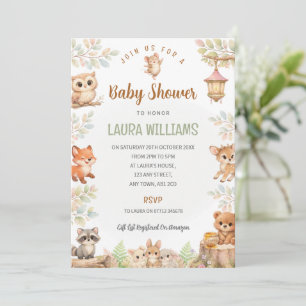 Cute Woodland Animals Baby Shower Invitation