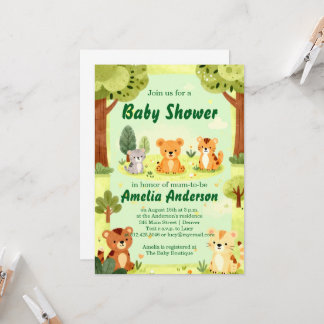 Cute Woodland Animals Baby Shower invitation