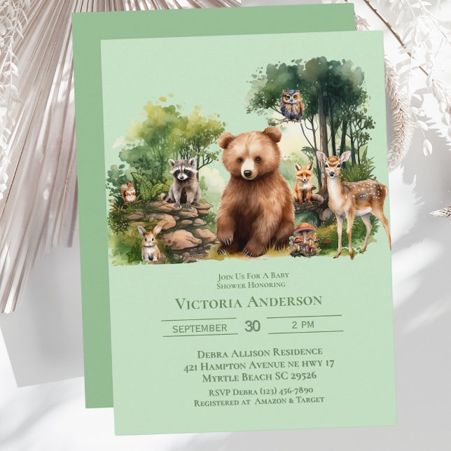 Cute  Woodland Animals Baby Shower  Invitation (Creator Uploaded)