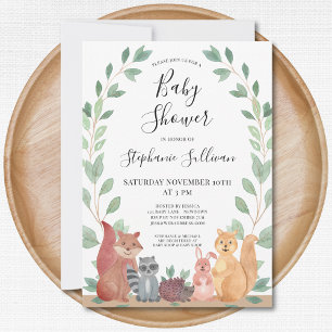 Cute Woodland Animals Baby Shower Invitation