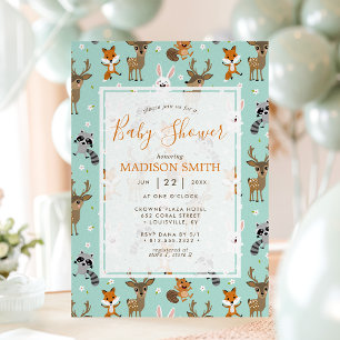 Cute Woodland Animals Baby Shower Invitation