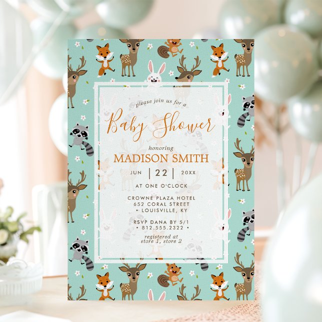 Cute Woodland Animals Baby Shower Invitation (Creator Uploaded)