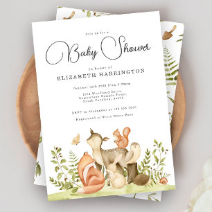 Cute Woodland Animals Baby Shower Invitation