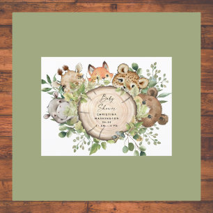 Cute Woodland Animals Baby Shower Invitation