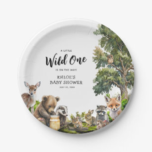 Cute Woodland Animals Baby Shower Paper Plate