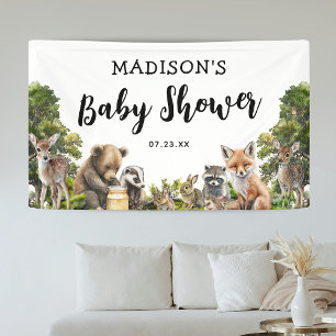 Cute Woodland Animals Baby Shower Party Banner