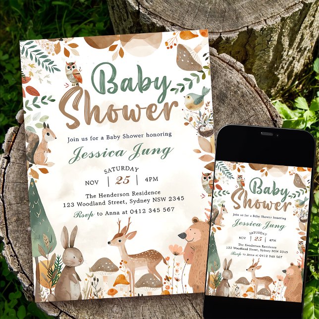 Cute Woodland Animals  Baby Shower Party  Invitation (Creator Uploaded)