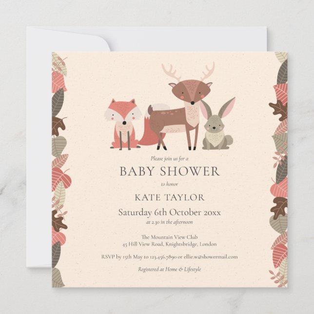 Cute Woodland Animals Baby Shower Sprinkle Invitation (Front)