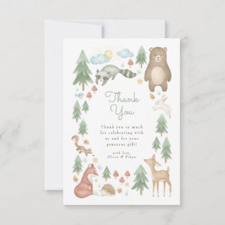 Cute Woodland Animals Baby Shower Thank You Card