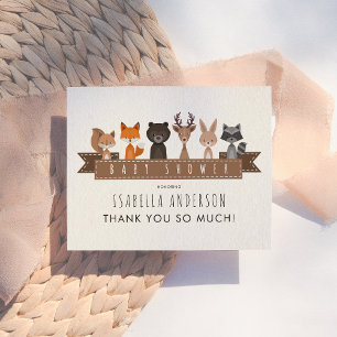 Cute Woodland Animals Baby Shower   Thank You Postcard