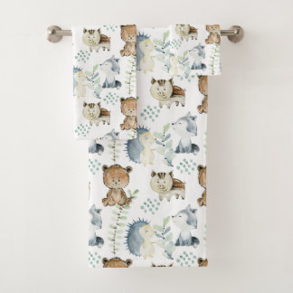 Cute Woodland Animals Bath Towel Set