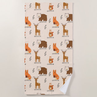 Cute Woodland Animals  Beach Towel