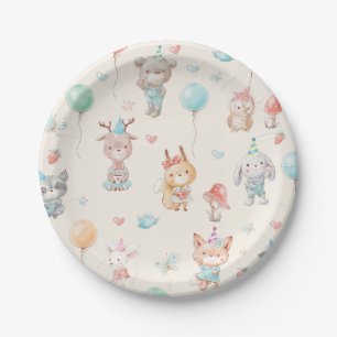 Cute Woodland Animals Birthday Party Paper Plate