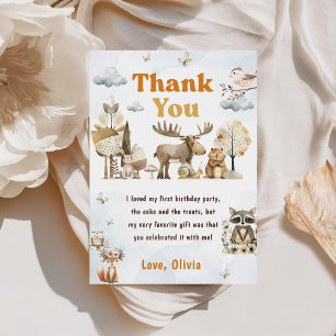 Cute Woodland Animals Birthday Thank You Card