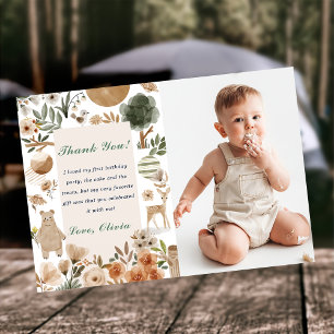 Cute Woodland Animals Birthday Thank You Card