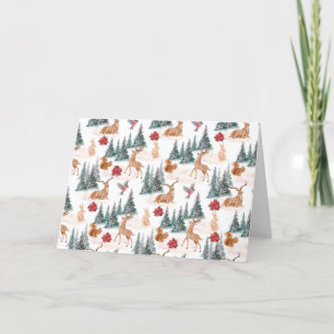 Cute Woodland Animals Blank Christmas Card