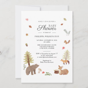 Cute Woodland Animals Boys Baby Shower Invitation