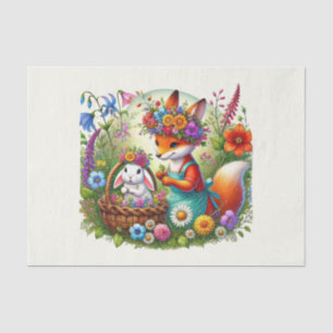 Cute woodland animals decoupage fox rabbit tissue paper