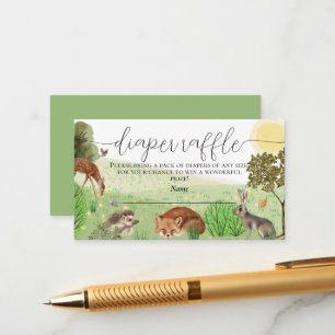 Cute Woodland Animals Diaper Raffle Baby Shower Enclosure Card