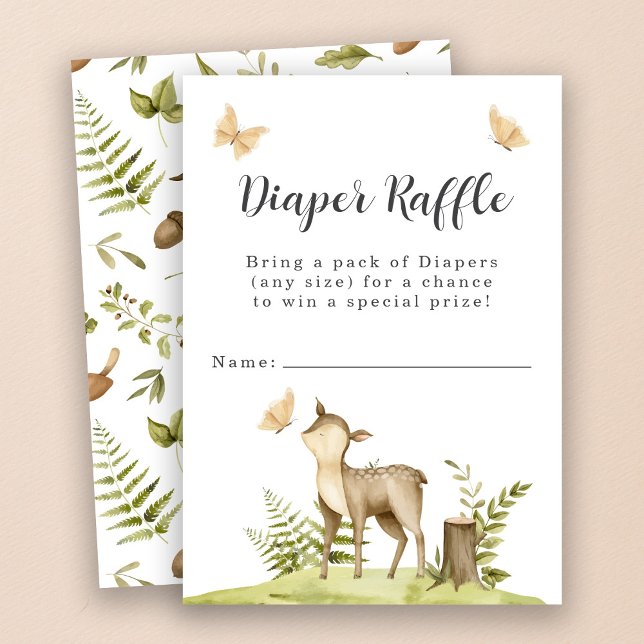 Cute Woodland Animals Diaper Raffle  Enclosure Card (Creator Uploaded)