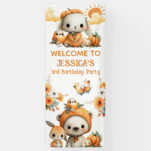 Cute Woodland Animals Fall Kids' Birthday Welcome Banner