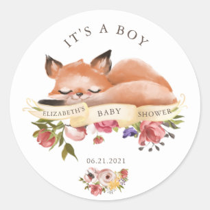 Cute Woodland Animals Floral It's a Boy Sticker