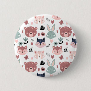 Cute Woodland Animals Forest Friends Nursery 6 Cm Round Badge