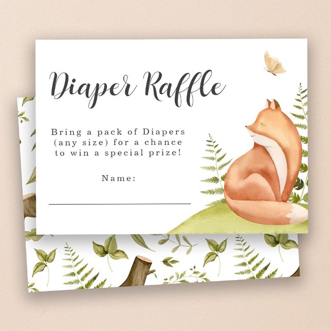 Cute Woodland Animals Fox Diaper Raffle  Enclosure Card (Creator Uploaded)