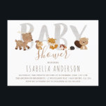 Cute Woodland Animals | Gender Neutral Baby Shower Invitation<br><div class="desc">Create your own 'Cute Woodland Animals | Gender Neutral Baby Shower' invitations using these templates by Eugene Designs. These modern woodland baby shower invitations, with the word "baby" cut out in a wood texture (image) surrounded by baby forest animals - a deer, a squirrel, a fox, a guinea pig, a...</div>