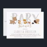 Cute Woodland Animals | Gender Neutral Baby Shower Invitation<br><div class="desc">Create your own 'Cute Woodland Animals | Gender Neutral Baby Shower' invitations using these templates by Eugene Designs. These modern woodland baby shower invitations, with the word "baby" cut out in a wood texture (image) surrounded by baby forest animals - a deer, a squirrel, a fox, a guinea pig, a...</div>