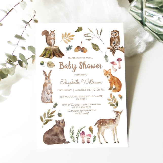 Cute Woodland Animals Gender Neutral Baby Shower Invitation (Creator Uploaded)