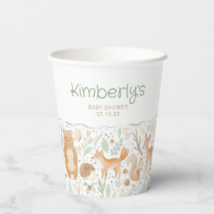 Cute Woodland Animals Gender Neutral Baby Shower Paper Cups