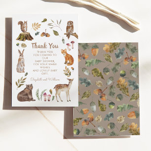 Cute Woodland Animals Gender Neutral Baby Shower Thank You Card