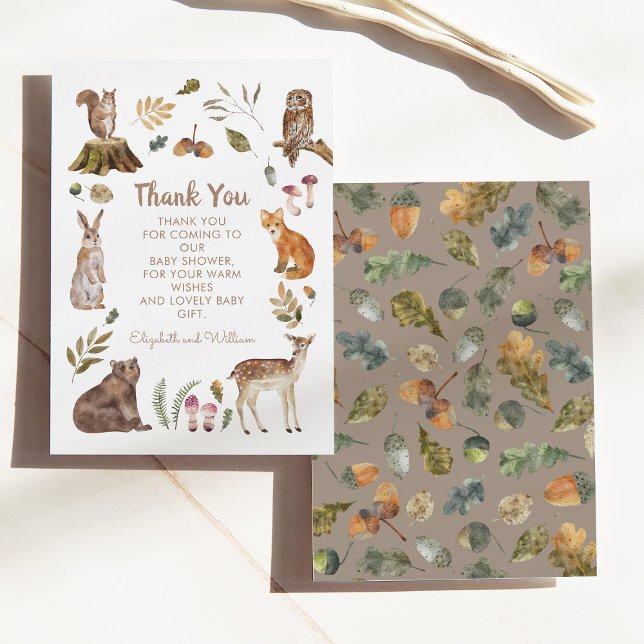 Cute Woodland Animals Gender Neutral Baby Shower Thank You Card (Creator Uploaded)