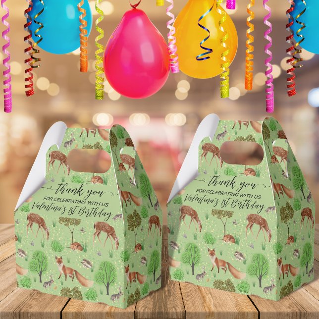 Cute Woodland Animals Green Meadow Pattern Favour Box (Creator Uploaded)