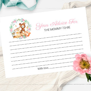 Cute Woodland Animals Greenery Baby Shower Advice Invitation