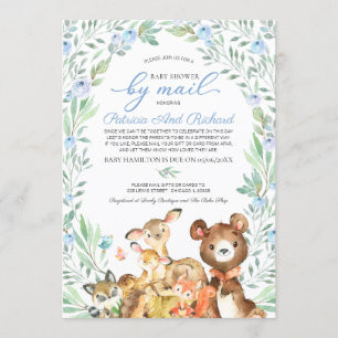 Cute Woodland Animals Greenery Baby Shower By Mail Invitation