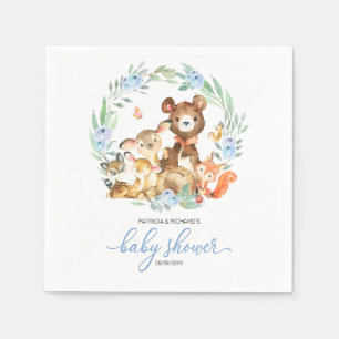Cute Woodland Animals Greenery Baby Shower Napkin