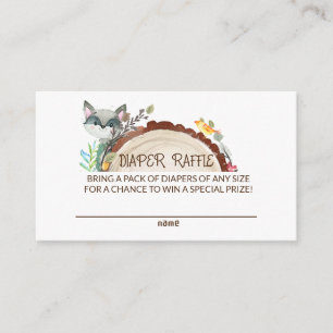 Cute Woodland Animals Greenery Diaper Raffle Enclosure Card