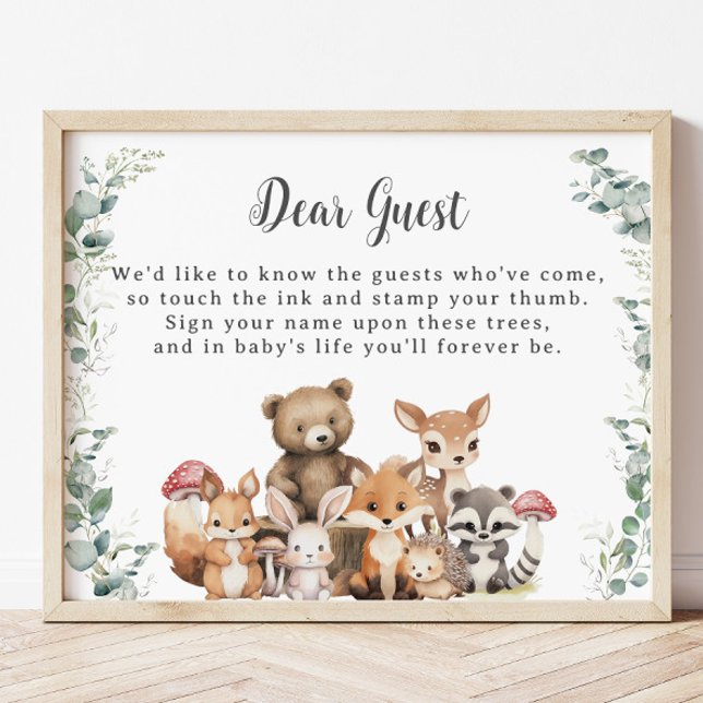 Cute Woodland Animals Greenery Thumbprint Sign (Creator Uploaded)