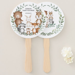 Cute Woodland Animals Greenery Wreath Party Favour Hand Fan