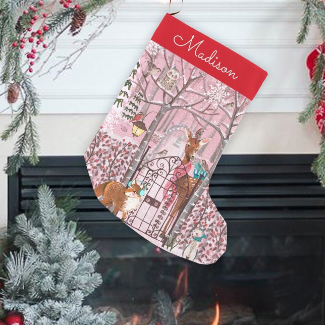 Cute Woodland Animals Holiday Christmas Small Christmas Stocking (Cute Woodland Animals Holiday Christmas Small Christmas Stocking)